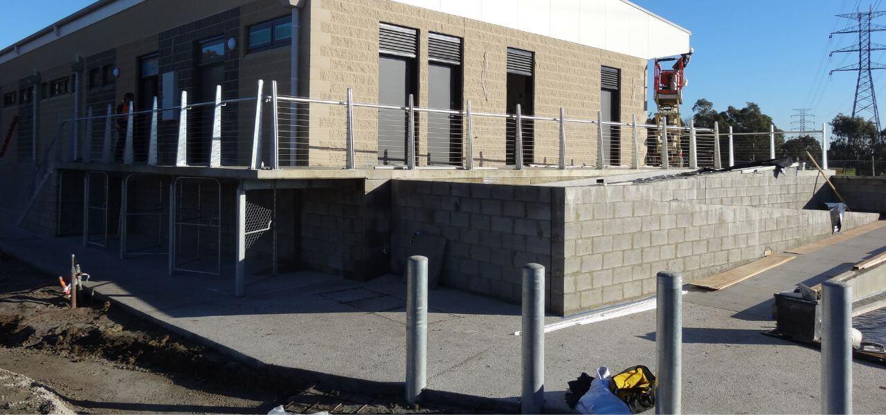 warehouse steel bollards, steel safety rails, guard rails, warehouse guardrails