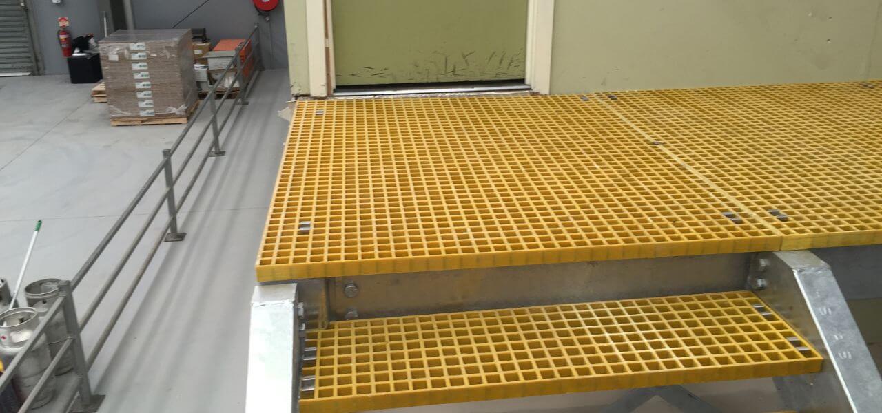 DDA Compliant Stairs and Landing designed and fabricated by Mechcon, mezzanine stairs and landing, stairs for mezzanine