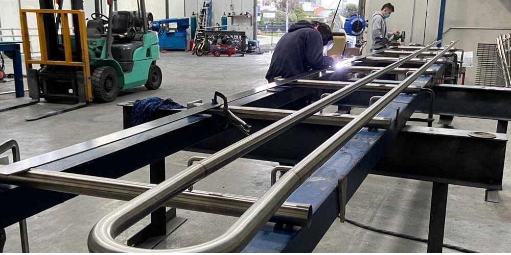 welding steel handrails, steel handrail fabrication, steel fabrication Melbourne