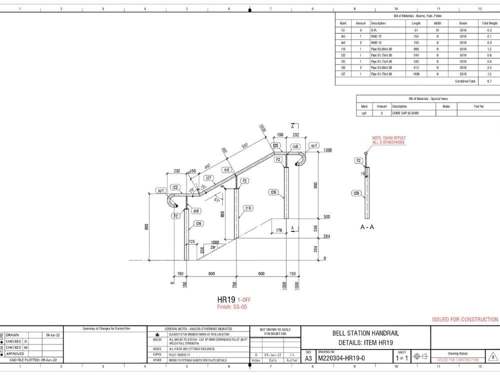 Mechcon and Welding handrails blueprint for Bell Station