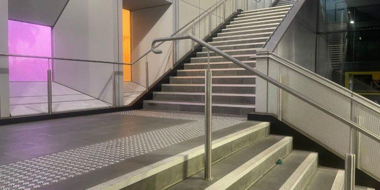 Stainless steel handrails in Bell Station, metal handrails by Mechcon