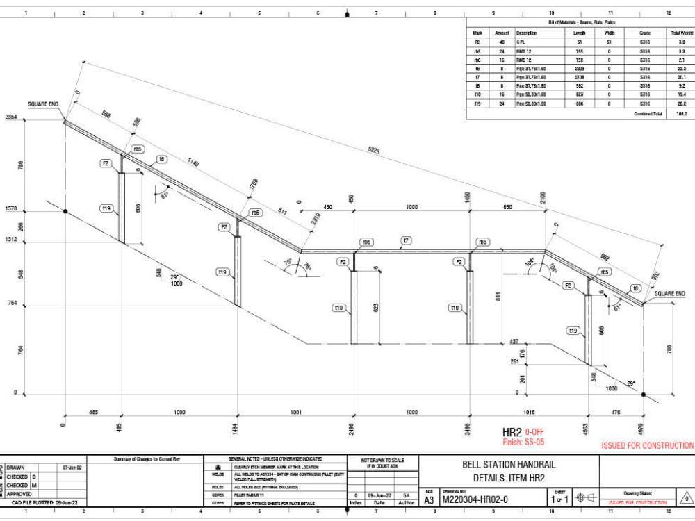 metal handrail blueprint