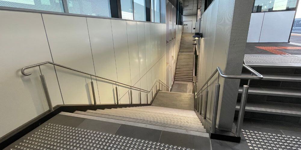 safety handrails in Bell Station, world class steel handrails